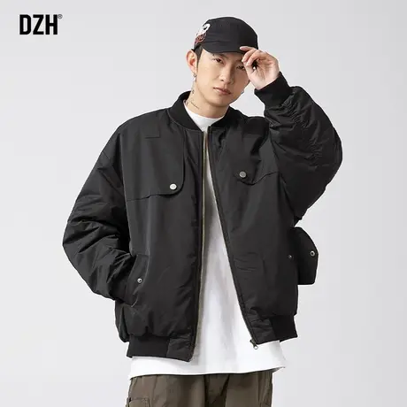 男士飞行员夹克棉服男冬季美式高街厚外套黑色棒球服棉衣2024新款商品大图