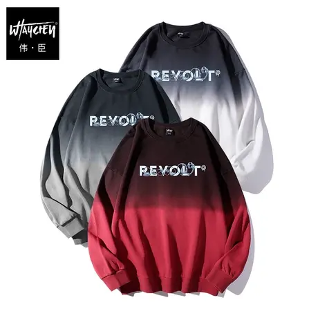 伟臣大码男装加肥加大男卫衣胖子春秋男士秋季渐变宽松字母印花商品大图