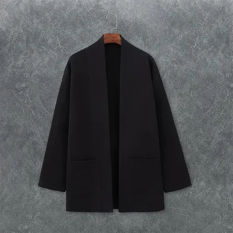 春秋男夹克衣服宽松中国风无扣开衫男装复古休闲外套时尚潮上衣服图片