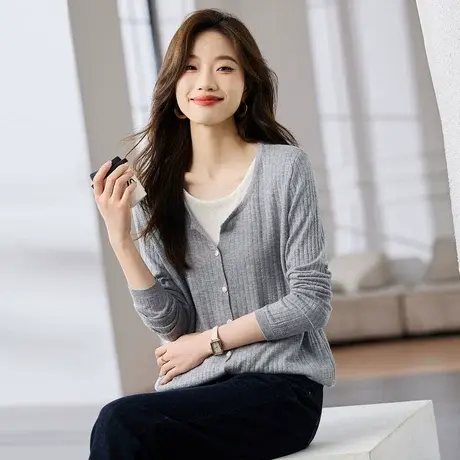 时尚气质针织衫2023年秋季新款假两件百搭韩版针织套头长袖上衣商品大图