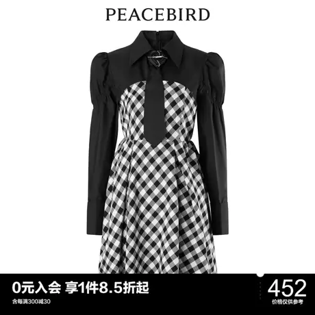 太平鸟年秋季新款格纹拼接连衣裙A1FAC3446图片