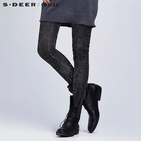 s.deer圣迪奥印花打底裤外穿小脚铅笔裤S15380814商品大图