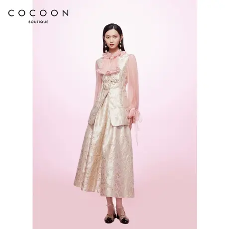 商场同款时尚上衣2023春新款小香风设计感通勤气质v领马夹商品大图