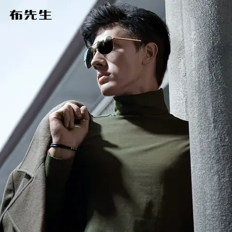 MrBu布先生长袖T恤打底衫秋冬高领长袖保暖t恤简约纯色内衣亲肤男商品大图