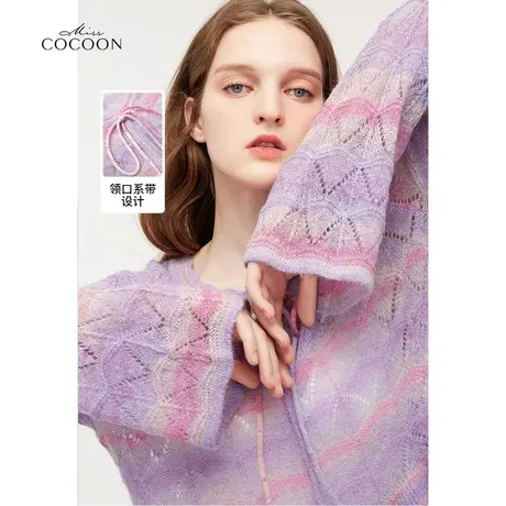 MISSCOCOON紫色渐变针织上衣女24春季新款设计感毛衫商品大图