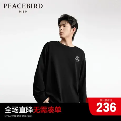 【商场同款】太平鸟男装 2023年美式复古大印花长袖T恤B1CPD3102图片