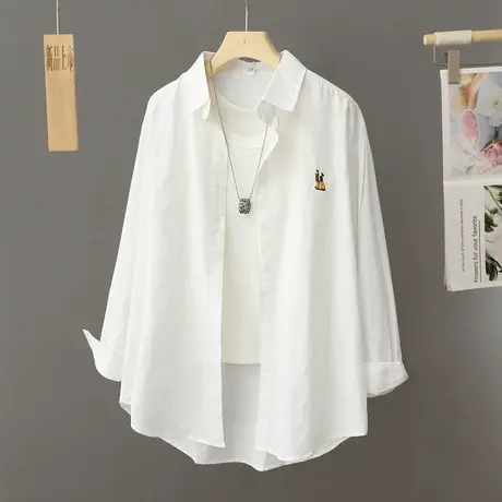 休闲白色衬衫女外套2024年早春新款宽松衬衣长袖独特别致上衣开衫图片