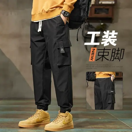 男裤2024新款男士宽松束脚工装裤春季春秋款男装潮牌九分休闲裤子商品大图