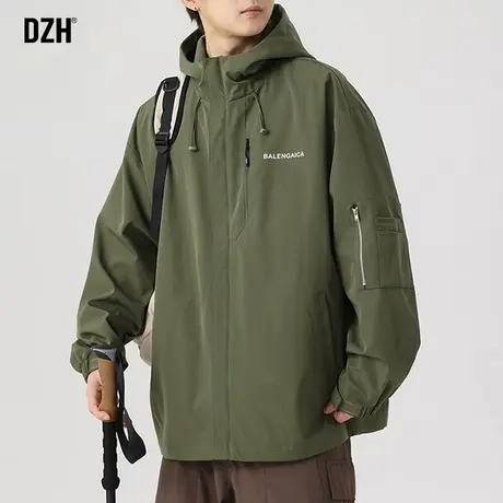 青少年军绿色飞行夹克外套男春季潮流帅气2024新款衣服男款冲锋衣商品大图