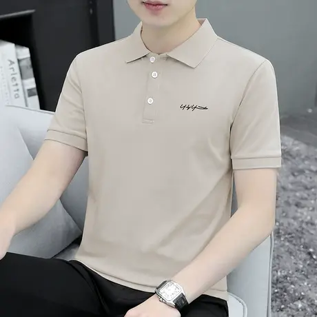 2023新款夏季冰丝polo衫男士短袖翻领t恤潮流潮牌半袖有领上衣服商品大图