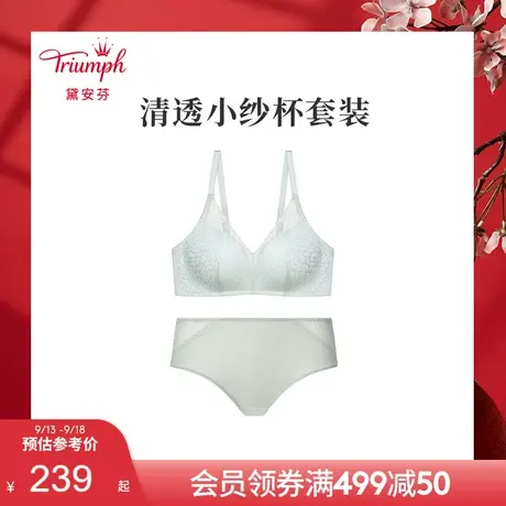 Triumph/黛安芬清透小纱杯蕾丝薄款文胸内裤套装E004049/E004046商品大图