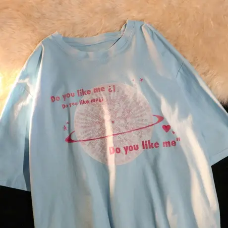 欧美高街短袖t恤潮牌女2021宽松韩版ins纯棉设计感小众港风上衣服商品大图