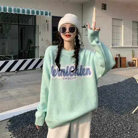 针织衫港味复古chic毛衣女秋冬宽松设计感小众外穿ins慵懒风外套商品大图