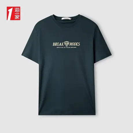 海一家时尚印花休闲短T2023夏季新款基础日常圆领短袖T恤男图片