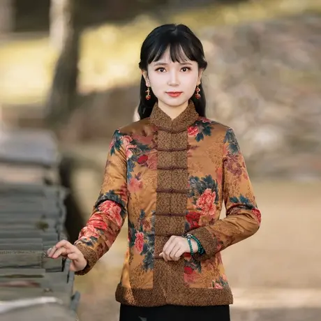 筠雅唐装棉服女中国风改良冬季棉衣过年洋气复古中式女装 22R880商品大图