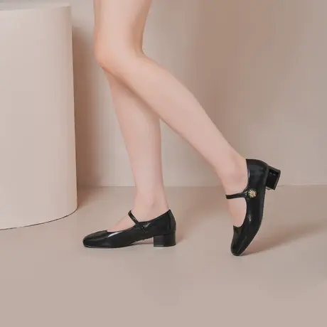 戈美其复古粗高跟玛丽珍小皮鞋女春秋季2023新款法式仙女风单鞋子图片