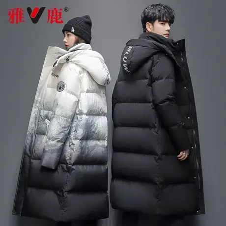 雅鹿情侣款男女同款羽绒服2022年冬季新款长款过膝渐变加厚派克服图片
