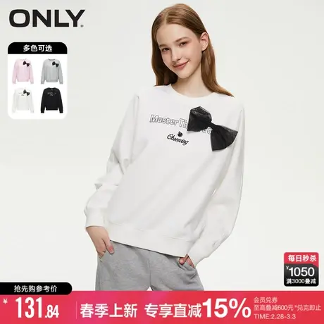 ONLY早春潮流休闲甜美纯色甜酷蝴蝶结宽松圆领卫衣女商品大图