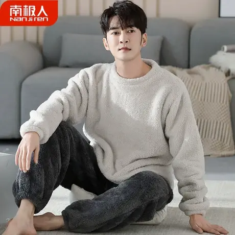 男士睡衣男款冬季2023新款珊瑚绒加绒加厚法兰绒韩式家居服秋冬款商品大图