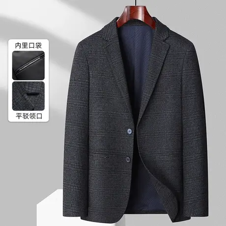 休闲秋季出差职业小西服两粒扣西装男士潮流格子外套单件修身上衣商品大图