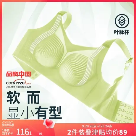叶脉杯 润微内衣女大胸显小胸软支撑收副乳调整型防下垂无痕文胸图片