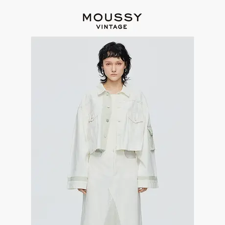 MOUSSY VINTAGE 2025夏季新品白色短款宽松牛仔外套540FSC11-2420商品大图