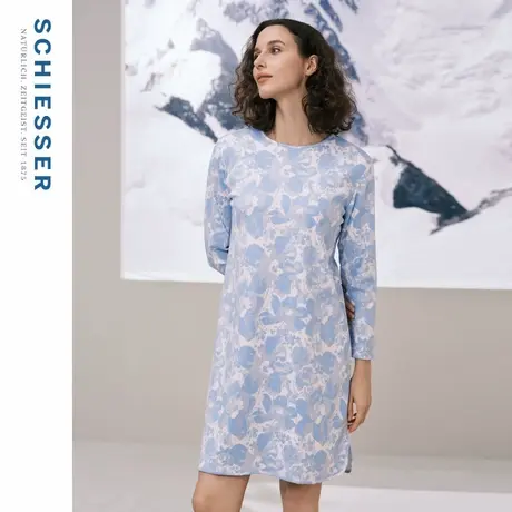 SCHIESSER舒雅女士纯棉柔软亲肤透气印花连衣裙家居服睡裙23211D图片