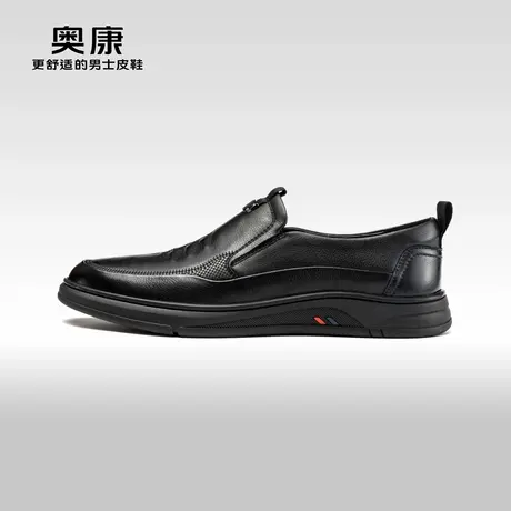 AOKANG奥康秋季新款商务休闲鞋男真皮软底舒适一脚蹬单鞋商品大图