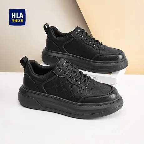 HLA/海澜之家男鞋新款秋季时尚英伦风厚底休闲鞋百搭耐磨增高男士商品大图