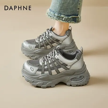 达芙妮厚底老爹鞋女2025新款秋季小个子增高百搭灰色运动休闲鞋子商品大图