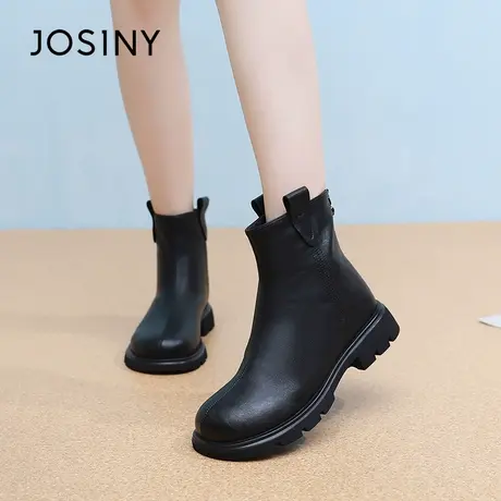 卓诗尼2025秋冬新款后拉链短靴女时尚舒适切尔西靴潮流百搭时装靴图片