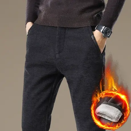 2023年新款冬季防风防寒休闲裤子秋冬款男士加绒加厚保温正装西裤商品大图