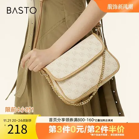 百思图奥莱2023秋季新款商场同款老花小方包单肩斜跨包X2962CX3图片