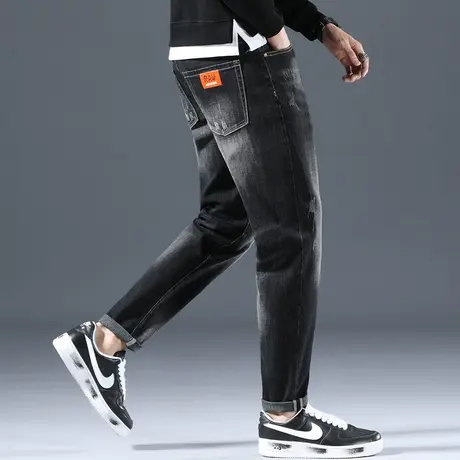 春季日系复古黑色男士牛仔裤直筒宽松休闲长裤子秋冬款青少年学生商品大图