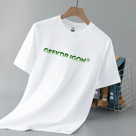 液氨丝光棉白色t恤男士短袖冰丝凉感速干上衣服夏季印花半袖体恤商品大图