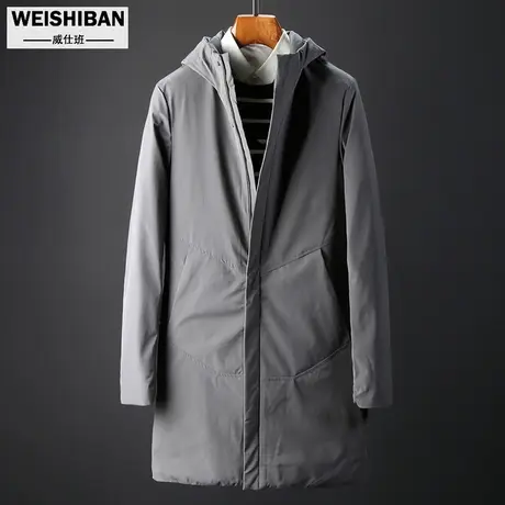 秋冬季男外套中长款加厚连帽棉衣商务休闲复古保暖棉服大衣男棉袄图片