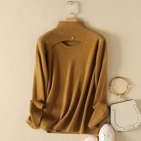 半高领毛衣女春装内搭新款韩版宽松套头加厚百搭长袖针织打底衫女商品大图