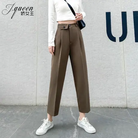 高腰哈伦裤女加绒秋冬新款宽松显瘦百搭烟管裤休闲九分小脚萝卜裤商品大图