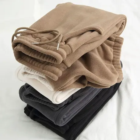 双面摇粒绒运动裤女冬加厚束脚卫裤女加绒哈伦裤宽松百搭休闲保暖图片