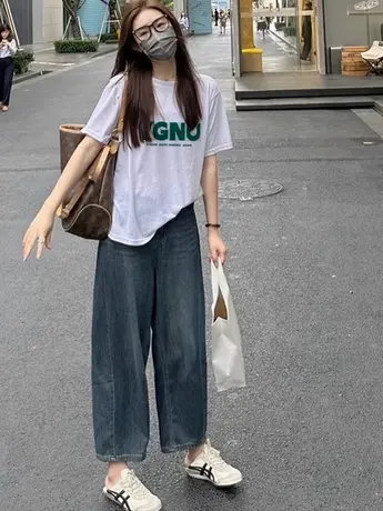 欧货女士仿棉短袖t恤夏季2023新款高街美式复古时尚气质洋气上衣商品大图