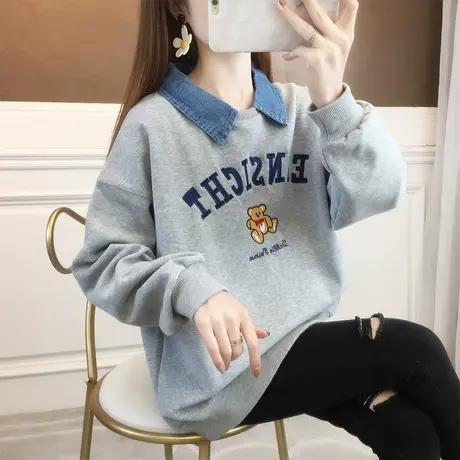 设计感小众卫衣女春秋季韩版宽松薄款ins小个子假两件上衣外套潮图片