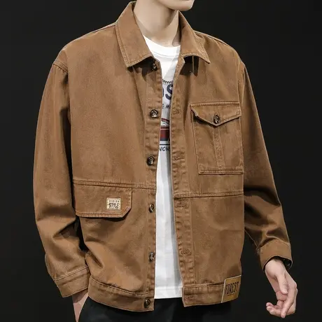 牛仔外套男潮ins春季2024新款复古男士休闲夹克春秋宽松大码潮牌图片
