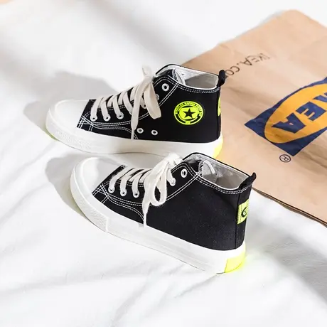 2020年新款高帮帆布鞋女潮鞋子韩版球鞋ulzzang百搭学生休闲板鞋商品大图