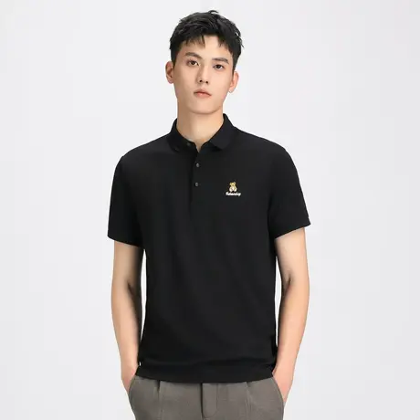 时尚小熊刺绣重磅短袖POLO衫男夏季潮牌冰丝翻领T恤男士保罗衫潮商品大图