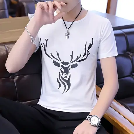 夏季短袖T恤男卡通上衣韩版卫衣 2019夏装中学生半袖帅气汗衫男装图片