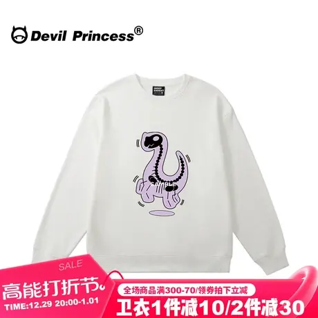 无性别穿搭大版小众ins风白色卫衣女小众潮牌超火加绒款无帽上衣商品大图