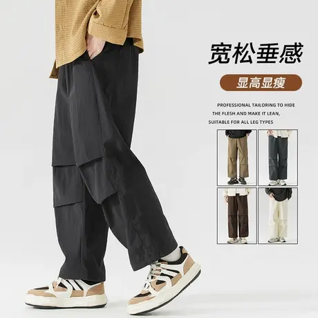 男士冲锋裤男款黑色工装裤男直筒休闲裤宽松裤防风裤登山裤伞兵裤商品大图