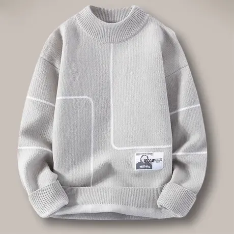 男士毛衣青少年学生打底针织衫加绒加厚款秋冬季半高领潮流羊毛衫图片