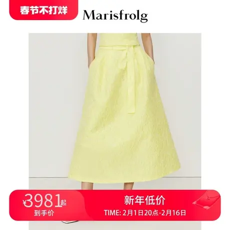 #多巴胺穿搭# 玛丝菲尔半身裙夏季新款梵高黄欧式宫廷风中长裙图片