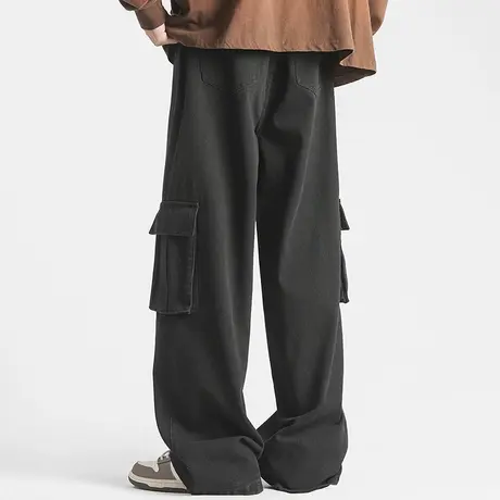 Nuthink国潮ins宽松直筒牛仔裤男夏季潮流嘻哈潮牌高街多口袋裤子商品大图